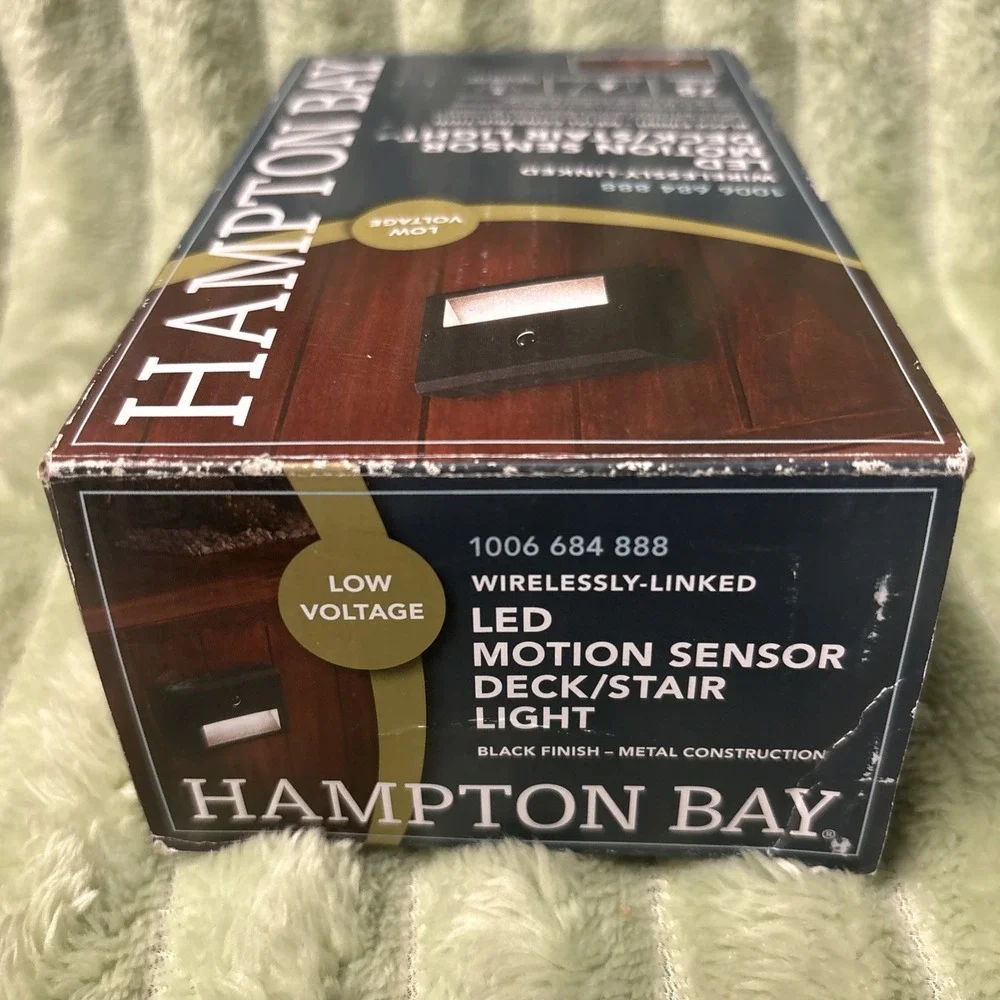 (2pk) Hampton Bay LED Motion Sensor Deck & Stair Light Low Volt Black Finish 12V